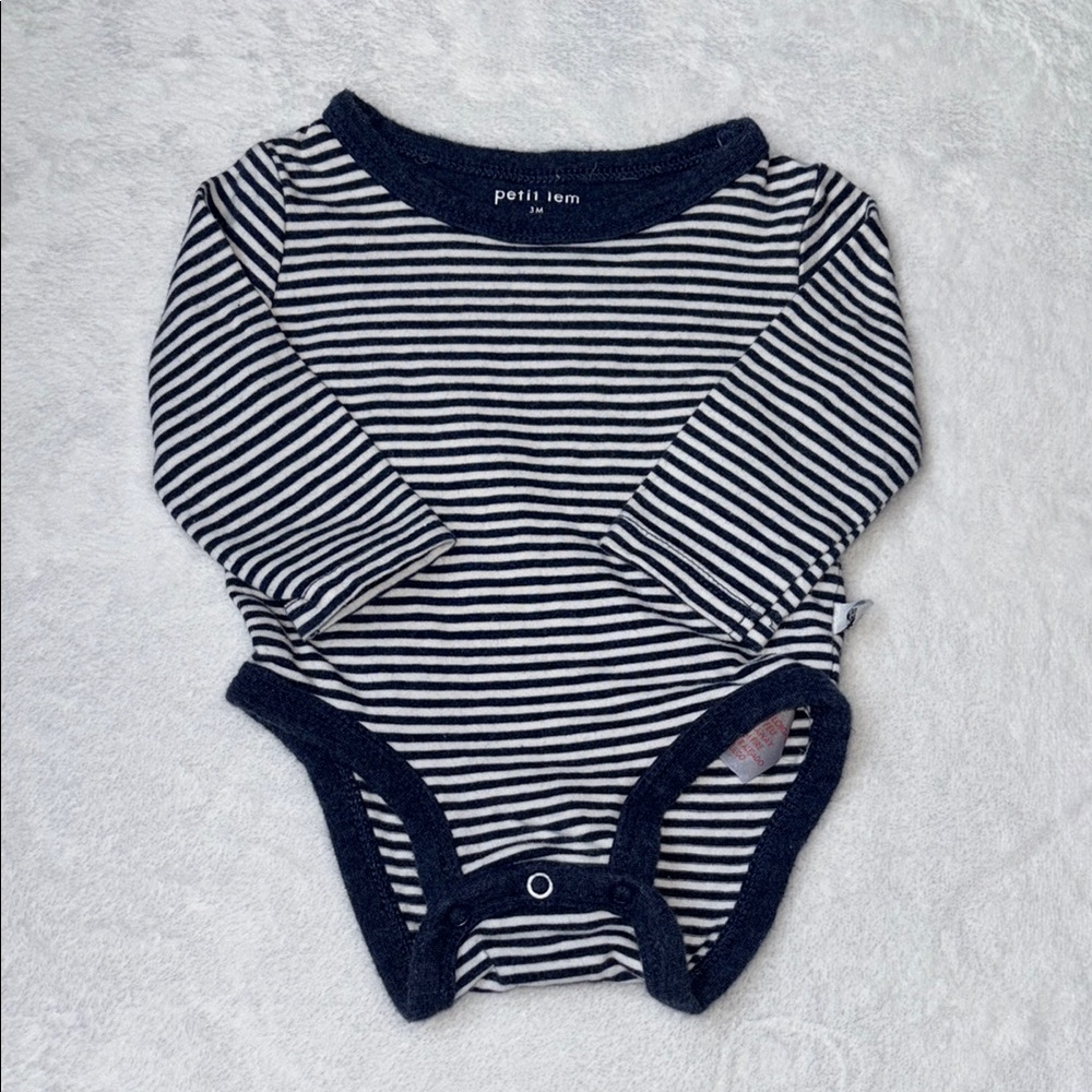 petit Lem Striped Long Sleeve Baby Onesie bodysuit